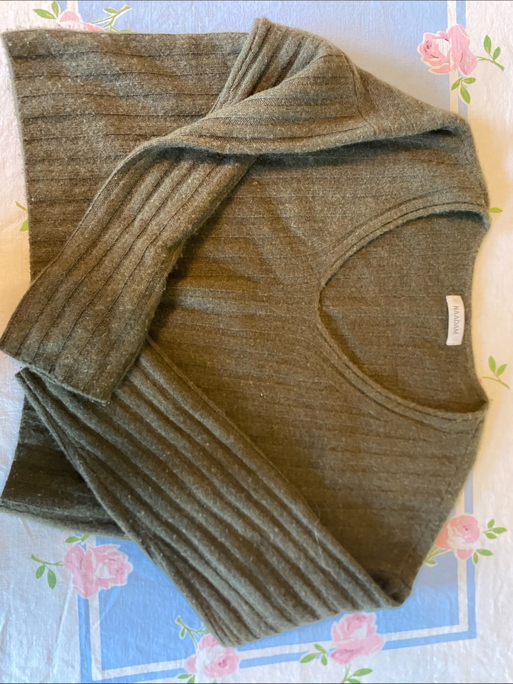 NAADAM Olive Ribbed Cashmere Crewneck Sweater
